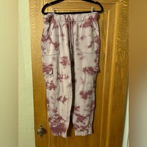 PINK by Victoria’s Secret drawstring cargo sweatpants jogger - tie dye pink